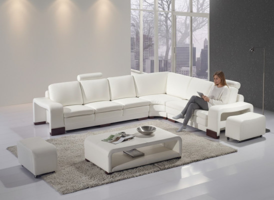 Complete Sofa Set Modern Corner Sofa + Ottoman + Coffee Table