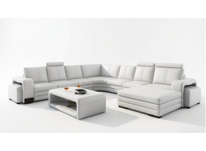 Large living area sofa upholstery corner suite + ottoman couch table complete set