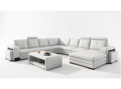 Large living area sofa upholstery corner suite + ottoman couch table complete set