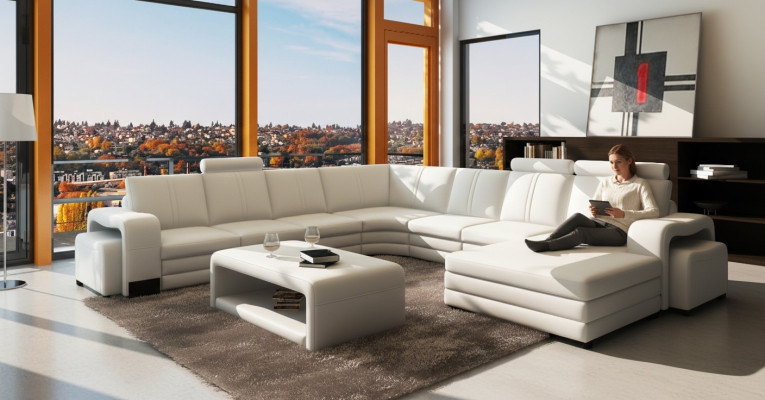 Living room seating set sofa upholstery set living landscape sofa + 2x stools