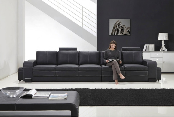 Design upholstery luxury seating sofa couch leather textile sofa 5-seater five-seater xlmoebel
