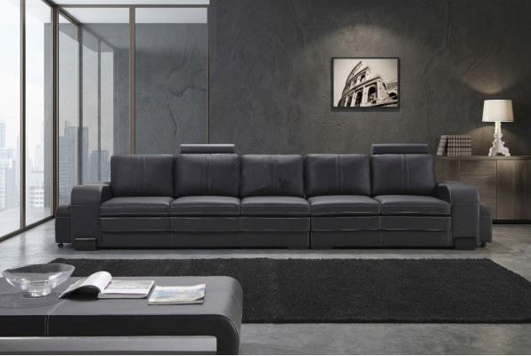 Design upholstery luxury seating sofa couch leather textile sofa 5-seater five-seater xlmoebel