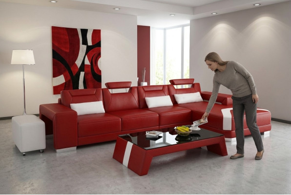Designer sofa couch corner sofa with ottoman upholstery suite living landscape L-shape