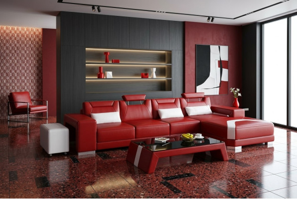 Designer sofa couch corner sofa with ottoman upholstery suite living landscape L-shape
