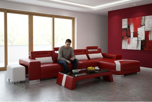 Living Room Furniture Set 3-piece. Corner Sofa, Stool, Table