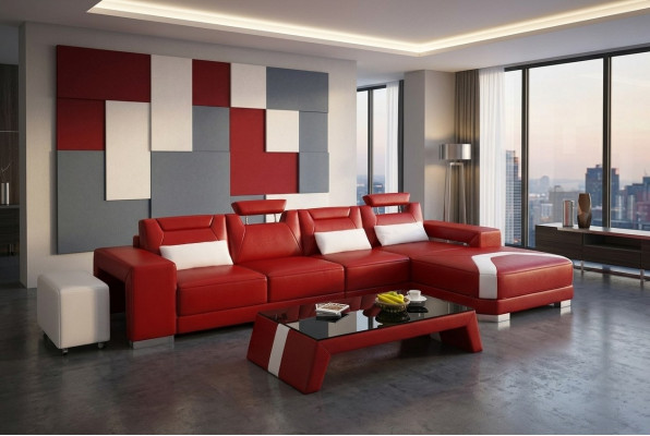 Living Room Furniture Set 3-piece. Corner Sofa, Stool, Table