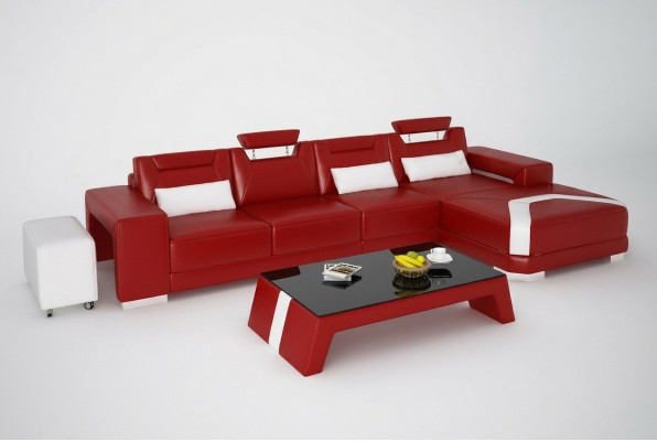 Living Room Furniture Set 3-piece. Corner Sofa, Stool, Table