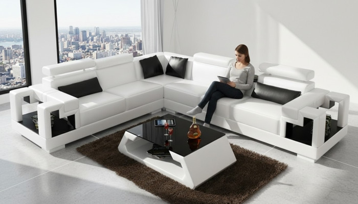 Corner sofa couch upholstery living area leather corner sofas set L-shape new