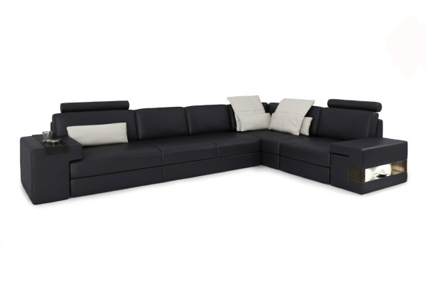 Leather sofa, modern upholstered leather design corner sofa couch textile