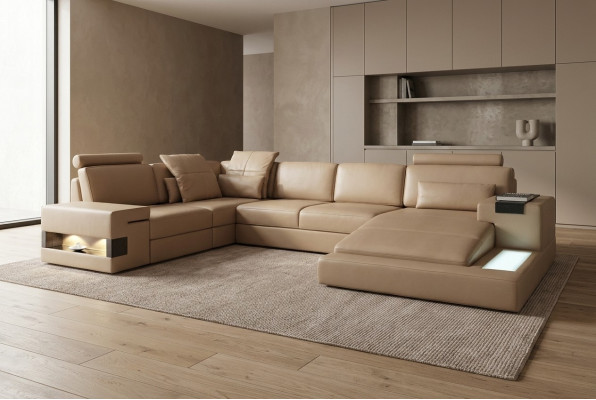 U-shaped sofa couch upholstery ensemble living area corner sofa design leather