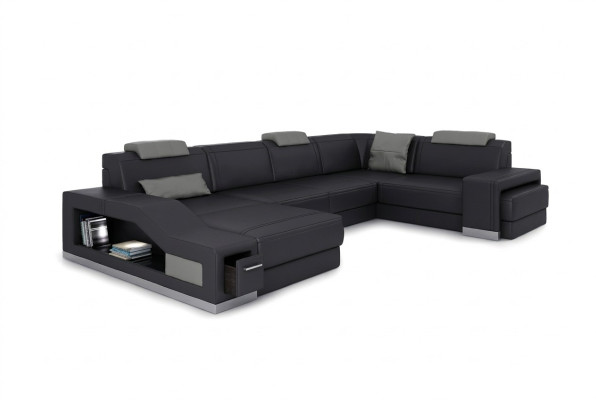 Living area corner sofa U-shape corner couch LED illuminated sofa couch