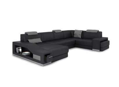 Living area corner sofa U-shape corner couch LED illuminated sofa couch