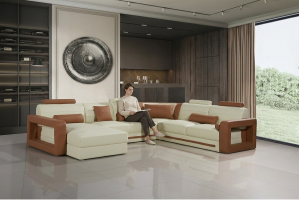 Designer couch U shape corner sofa upholstered couch leather sets living landscape new