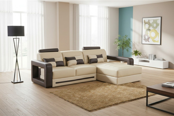 Sectional L-shaped sofa couch upholstered set living landscape leather sofa