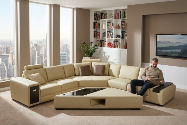 Designer sofa couch corner sofa with stool set upholstery living landscape