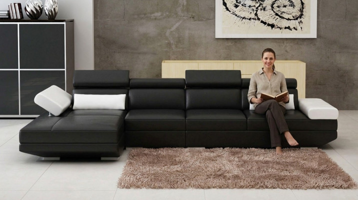 Leather sofa L-shaped couch living landscape corner sofa set design modern