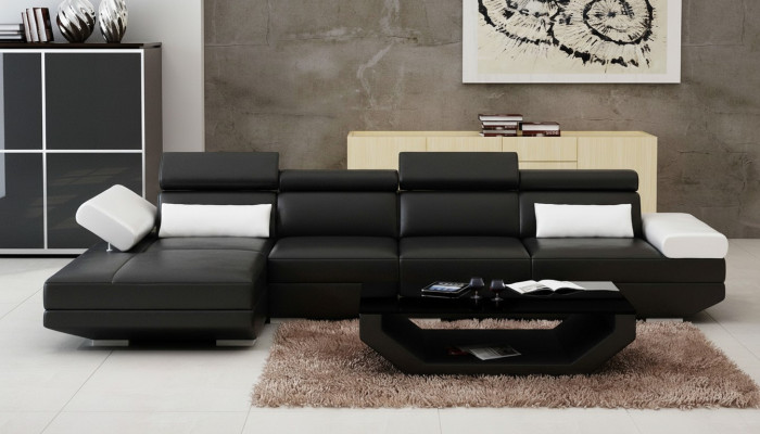 Leather sofa L-shaped couch living landscape corner sofa set design modern