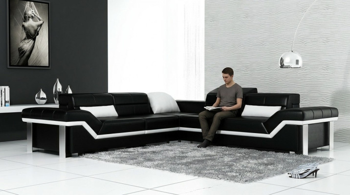 Leather sofa L-shape Couch Living area Corner sofa Suite Design Decor Modern