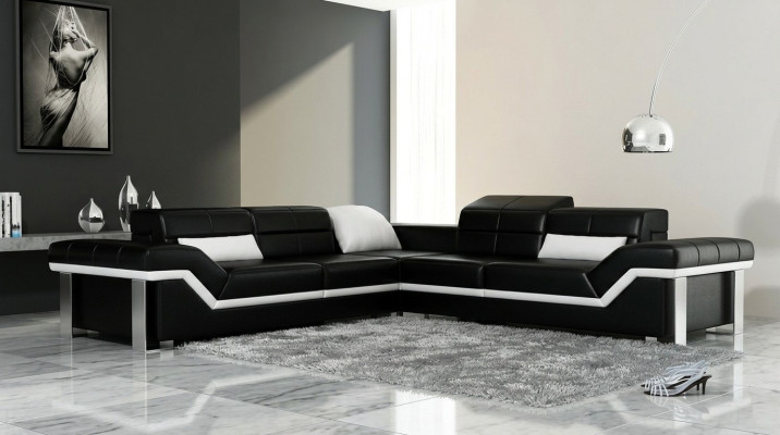 Leather sofa L-shape Couch Living area Corner sofa Suite Design Decor Modern