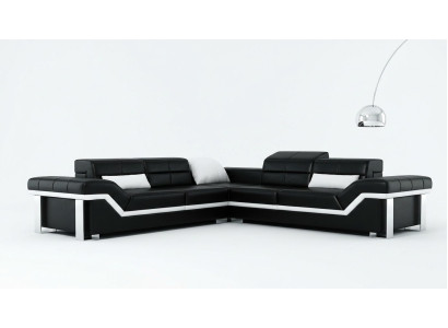 Leather sofa L-shape Couch Living area Corner sofa Suite Design Decor Modern