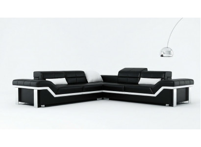 Leather sofa L-shape Couch Living area Corner sofa Suite Design Decor Modern