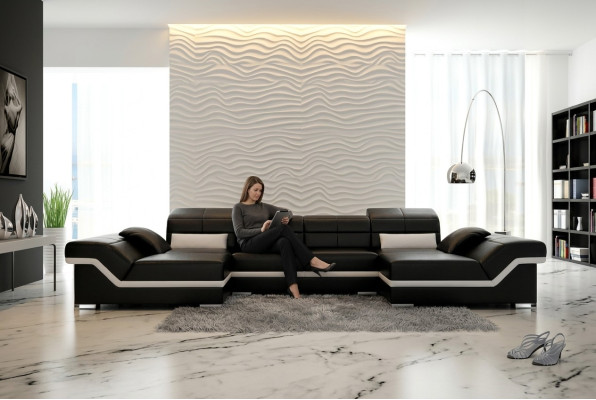 Sectional Sofa Couch Upholstery Living Landscape Leather Corner Suite U-Shape