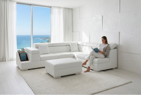 Sectional sofa L-shaped sofa couch upholstered sofas living room landscape leather sofa stool