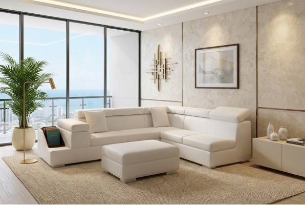 Sectional sofa L-shaped sofa couch upholstered sofas living room landscape leather sofa stool
