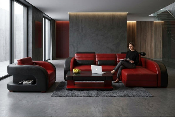Modern sofa corner suite L shape upholstered corner couch + armchair sofas