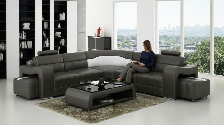 Sectional sofa couch upholstered living landscape leather corner sofas decoration set