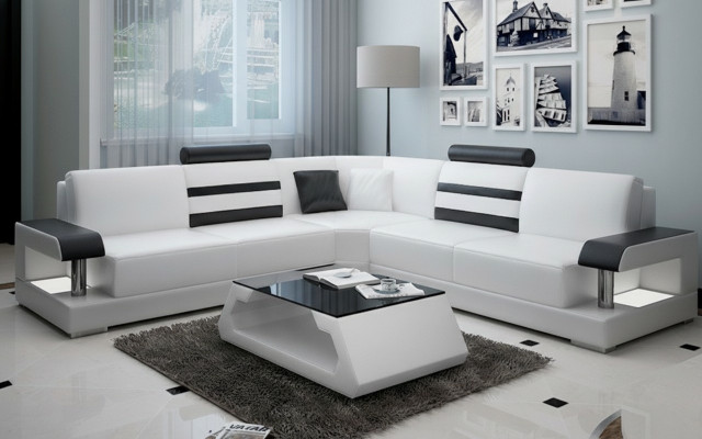 Corner sofa leather couch upholstery corner seating living landscape set L shape