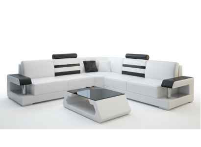 Corner sofa leather couch upholstery corner seating living landscape set L shape