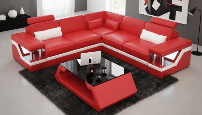 Corner sectional leather sofa living area set design modern sofa L-shape