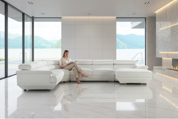 Design corner sofa leather couch upholstery corner living landscape seating suite