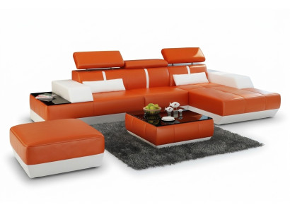 Modern sofa corner set L-shaped upholstered seating corner couch + stool