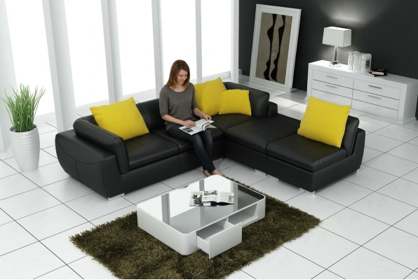 Leather sofa L-shape couch living area corner sofa suite decor design modern