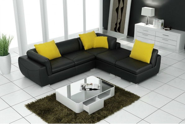 Leather sofa L-shape couch living area corner sofa suite decor design modern