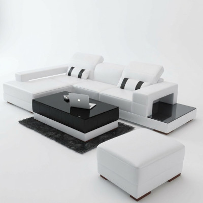 Sectional sofa couch upholstered living landscape leather corner sofas set L-shape with ottoman