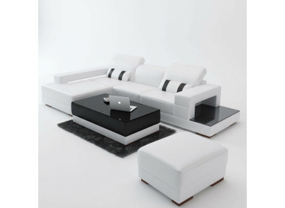 Sectional sofa couch upholstered living landscape leather corner sofas set L-shape with ottoman
