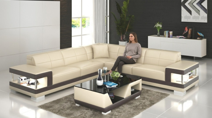 Leather sofa L-shaped couch living area corner sofa set design sofa