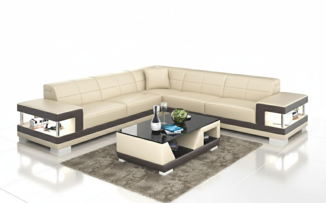 Leather sofa L-shaped couch living area corner sofa set design sofa