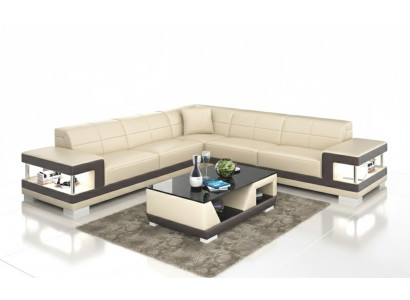 Leather sofa L-shaped couch living area corner sofa set design sofa