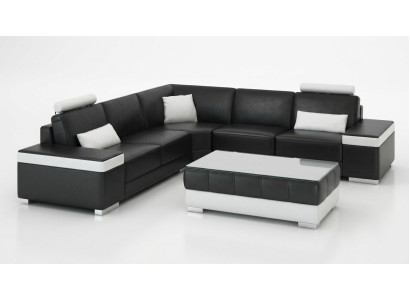 Leather sofa furniture L-shape couch living landscape corner sofa set design