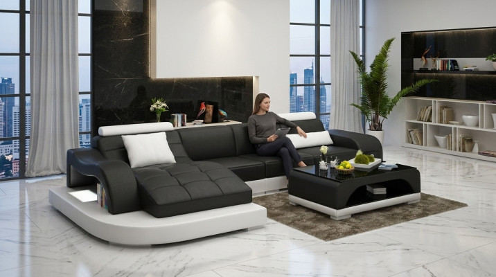 Corner sofa leather sofa couch upholstery corner seating living landscape set L-shape