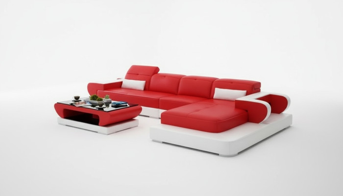 Corner sofa leather sofa set corner upholstery stool set red designer couch new