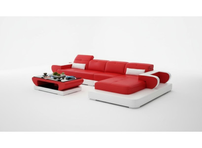 Corner sofa leather sofa set corner upholstery stool set red designer couch new