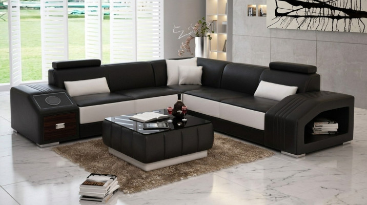 Leather sofa L-shape couch furniture living area corner sofa suite design