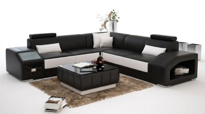 Leather sofa L-shape couch furniture living area corner sofa suite design