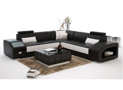 Leather sofa L-shape couch furniture living area corner sofa suite design