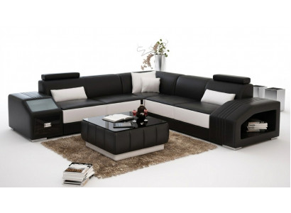 Leather sofa L-shape couch furniture living area corner sofa suite design